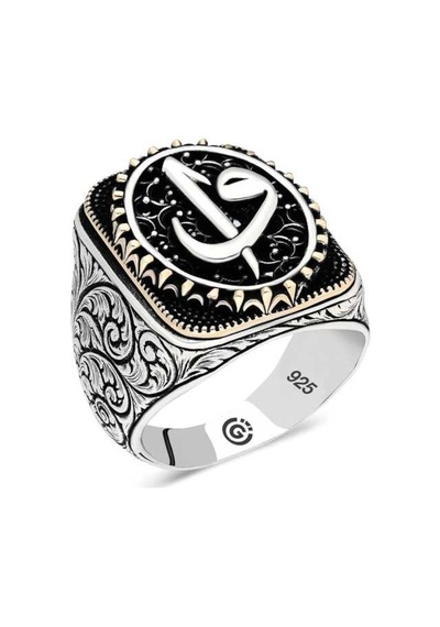 Gümüş Elif Vav Oval Erkek Yüzük (551187529)