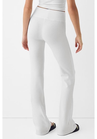 Madmext Beyaz Beli Fitilli Yüksek Bel İspanyol Paça Pantolon Mg2096-beyaz Beyaz