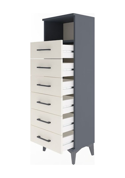 Arges Dolap Tek Raflı 6 Çekmeceli 44x30x134 Antrasit-aytaşı Antrasit