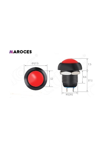 12Mm Plastik Buton Kalıcılı (On-Off) Ip65 Kırmızı