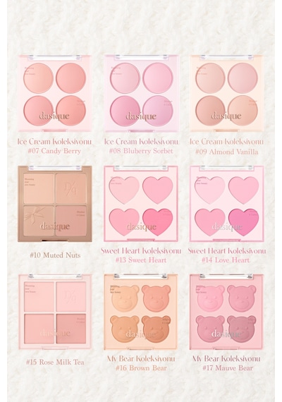 Dasique Karıştırılabilir Renk Tonlarına Sahip 4 Lü Allık Paleti Blending Mood Cheek 04 Beige Knit 04 Beige Knit