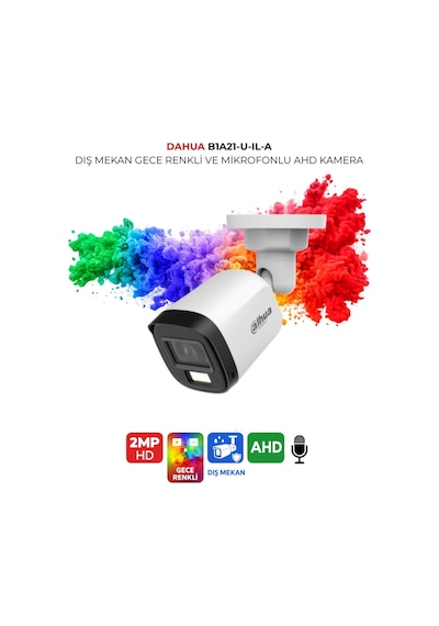 Hac-b1a21p-u-ıl-a Bullet Kamera 1080p 30m Renkli Gece Görüş Dahili Mikrofon Ahd Ip67