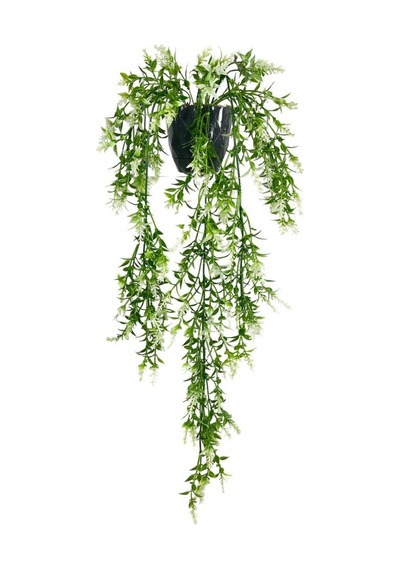 Yapay Çiçek Siyah Saksıda Sarkan Ty60 Yeşil Beyaz Bitki Yapay Sarmaşık 60cm