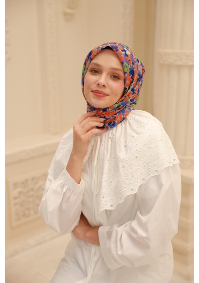 Silk Home Soft Eşarp 73081-18 Taş, Turuncu, İndigo, Lacivert, Yeşil