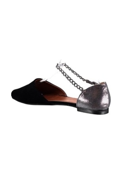Fox Shoes Siyah/Platin Kadın Babet B726024402
