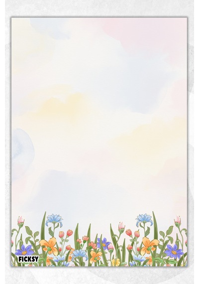 A5 Çiçek Bloknot Çizgisiz Defter - 50 Yaprak - Memopad - Notepad - Not Defteri - Not Kağıdı - 1715 Çok Renkli