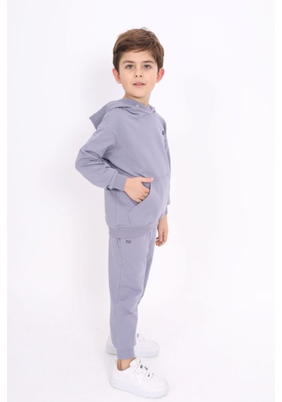 Toontoy Kız Çocuk Relax Fit Kapüşonlu Cepli Baskılı Sweatshirt - 2 İplik Koyu Gri