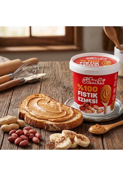Şekersiz %100 Saf Doğal Fıstık Ezmesi 1 Kg Katkısız Taze Çekim Glutensiz Yer Fıstığı Ezmesi