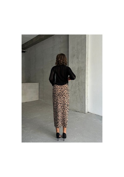 Verymoda Leopar Desenli Uzun Kalem Etek F1665 Vizon Siyah