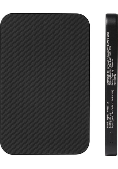 Raptic S4 Aramid-skin M-safe Şarj Özellikli Ultra İnce 600d Powerbank 15w 5000mah Siyah Siyah