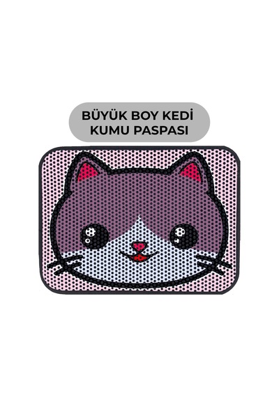Büyük Boy Renkli Desenli Elekli Kedi Tuvalet Önü Paspası 60 X 80 Cm Büyük Pembe - 834019563