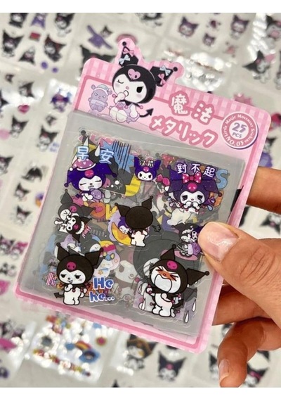 Sanrio Karakter Kuromi 25 Yaprak 160 Adet Pet Sticker Set Pembe Paket/su Geçirmez/etiket/çıkart 1
