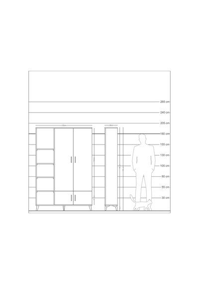 Arges Dolap 6 Raflı 4 Kapaklı Tek Askılı 132x30x195 Antrasit-... Antrasit
