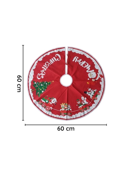 Yılbaşı Süsü Dekoratif Kırmızı Noel Ağacı Etek Şalı 60 Cm Yılbaşı Süsleme Kumaşı