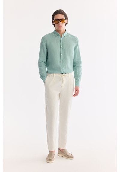 Avva Erkek Kırık Beyaz Beli Bağcıklı Keten Karışımlı Chino Relaxed Fit Pantolon B003036 Avva Erkek Kırık Beyaz Beli Bağcıklı Keten Karışımlı Chino Relaxed Fit Pantolon B003036