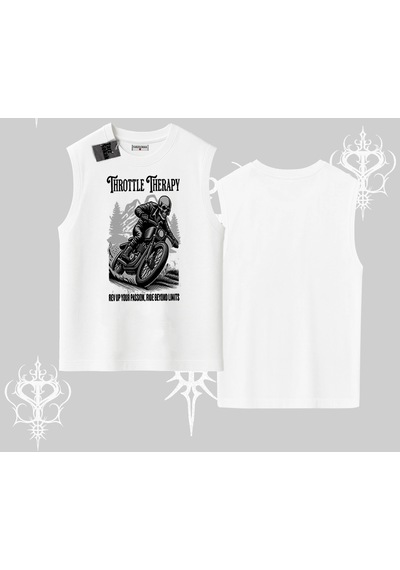 Startmore Startmore Kolsuz Tshirt Throttle Therapy No Brakes Just Freedom Beyaz