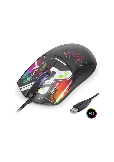 Gaming Mouse 7200 Dpi Rgb Geometrik Desenli - Siyah G306b
