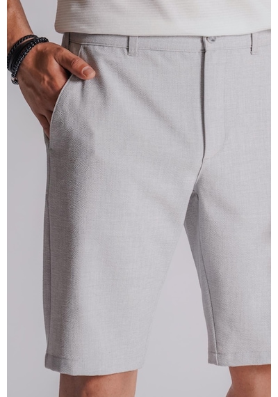 Braccas Erkek Yandan Cepli Klasik Bel Slim Fit Chino Şort Gri Gri