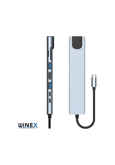Winex 8In1 Usb Type-C Hub Port Adaptör Hdmı Usb Ethernet Pd Giriş