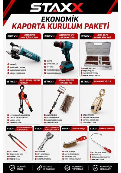 Staxx Kapse1012 Kaporta Servis Açılış Paketi Tam Donanımlı Oto Servis Seti Kaporta Kurulum Servisi