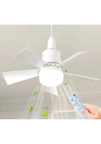 5 Kanatlı Led Işıklı Tavan Vantilatörü Sessiz Çalışan, Uzaktan Kumandalı, Modern Beyaz Tasarım Diğer