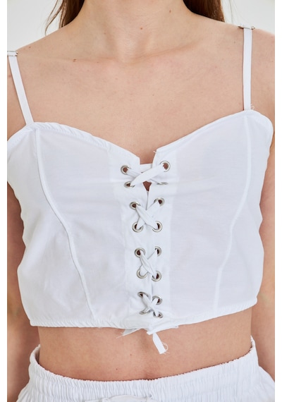 Kutaf Günlük Yazlık Crop Top Ve Şort Etek Takımı - Rahat & Şık Beyaz