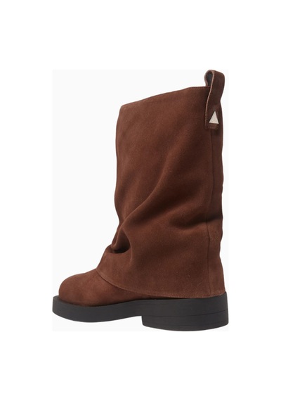 Schutz Keira Cloak Koyu Kahverengi Suede, Gaiter Detaylı Modern Ankle Bot
