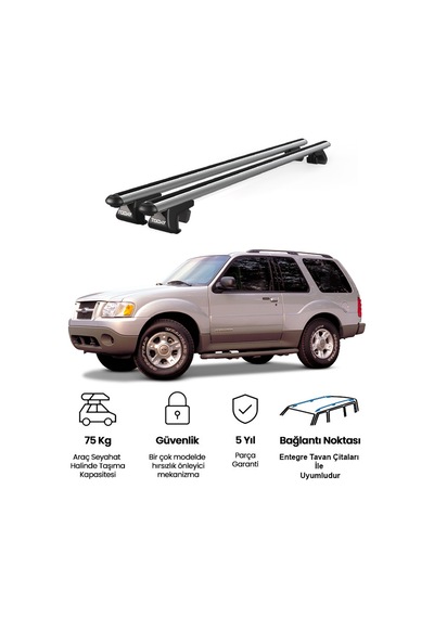 Venüs Ford Explorer 2001-2010 Uyumlu Gri Ara Atkı Port Bagaj Tavan Barı