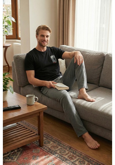 Buratti Erkek Pijama Takımı 6096160 Siyah Siyah