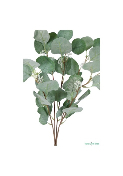 Yapay Çiçek Sitesi Tomurcuklu Yapay Okaliptus Dalı 46cm Yeşil