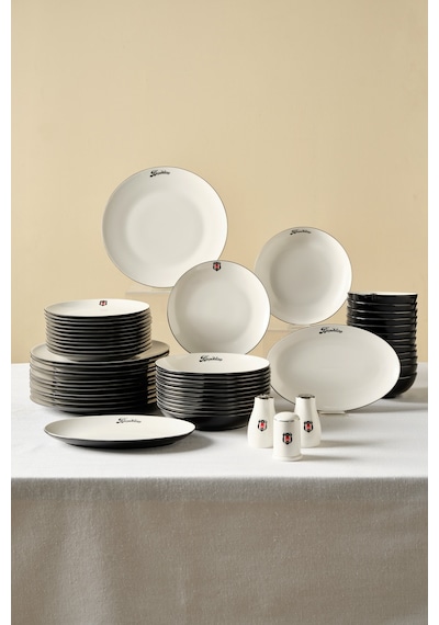 Karaca Lisanslı Elegance Bone Gold 53 Parça 12 Kişilik Yemek Takımı Siyah