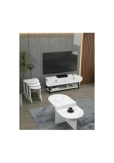 Vega Tv Ünitesi+sehpa Salon Set Beyaz