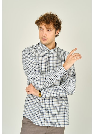 Figs Erkek Slim Fit Ekoseli Uzun Kollu %100 Pamuk Gömlek 0016 Bej Bej
