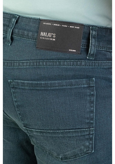 HLT Jeans Erkek Petrol Yeşili Taşlamalı Slim Fit Likralı Jean Kot Pantolon Robert Yeşil