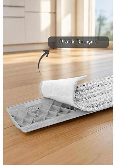 2 Adet Sprey Mop Yedek Başlık - 32x12 Cm Yıkanabilir Mikrofiber Temizlik Pedi