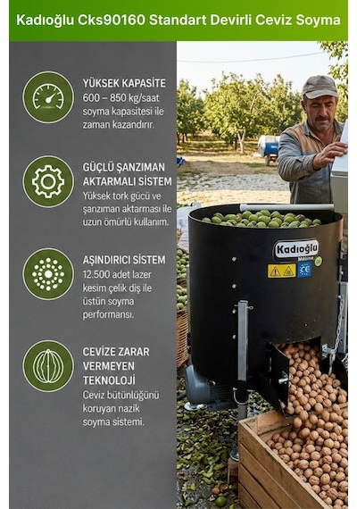 Kadıoğlu CKS90160D Ceviz Soyma Makinası Devir Ayarlı