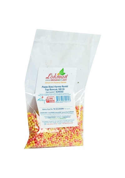 Pasta Süsü Boncuk Granül Şekeri Karışık Renk 100 Gr Paket