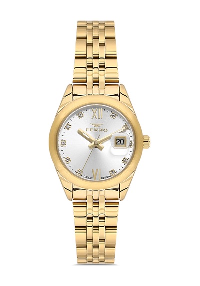 Ferro Fl21618a-b Quartz Çelik Sarı 28 Mm Kadın Kol Saati