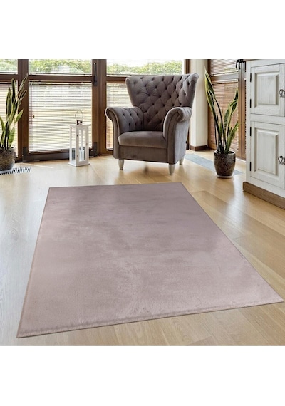 Vl Comfort Peluş Halı Gri Overloklu Kahverengi