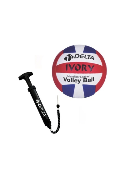 Delta Ivory No 5 El Dikişli Voleybol Topu Fuşya Mavi + Pompa Fuşya - Mavi