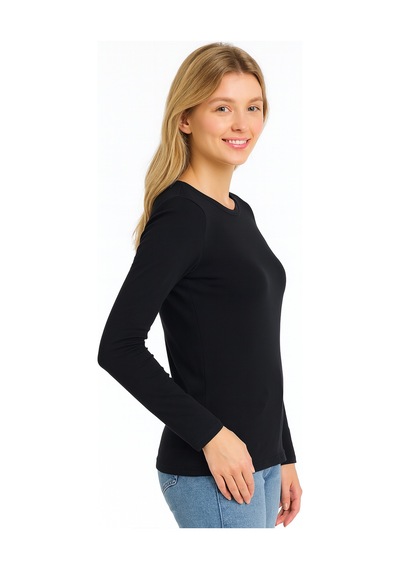 Par Lingerie Uzun Kol Bisiklet Yaka Atlet Body Siyah