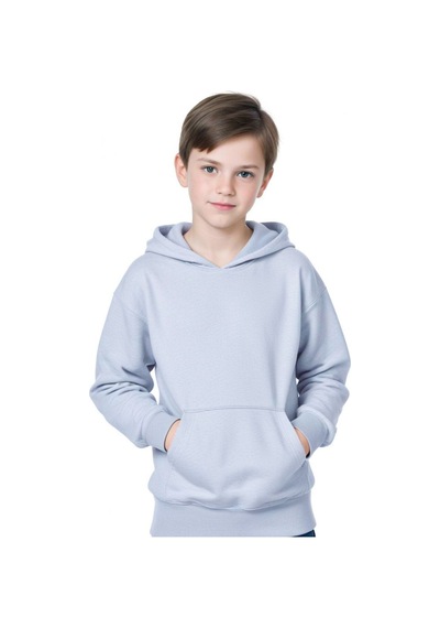 Panios Kids Kanguru Cepli Kapüşonlu Düz Baskısız Erkek Çocuk Eşofman Takımı Gri