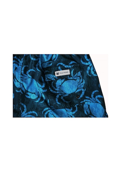 Wild Wood Garment Wild Wood "deep Blue Crab" Yengeç Desenli Hızlı Kuruyan Erkek Deniz Şortu Mavi