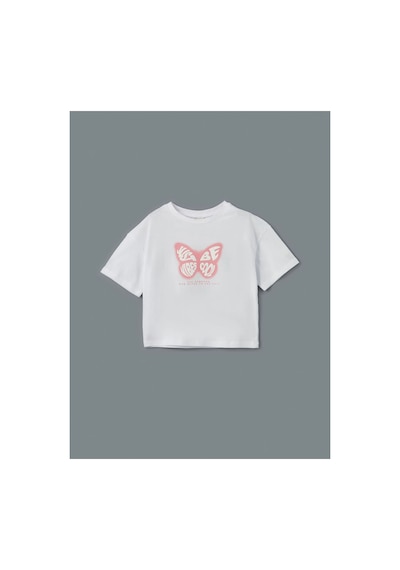 LC Waikiki Lcw Kids Yeşil Bisiklet Yaka Kız Çocuk Crop Tişört 2'li Pastel Green