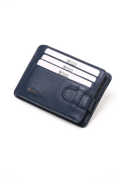 Ancora Leather Hakiki Deri-minimal Tasarım Kartlık-26205-kişiye Özel İsim Baskılı Lacivert