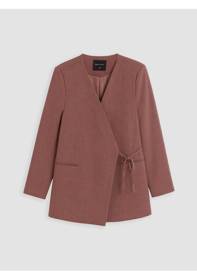 Lcw Modest Kahverengi Kruvaze Yaka Bağlamalı Oversize Kadın Blazer Ceket