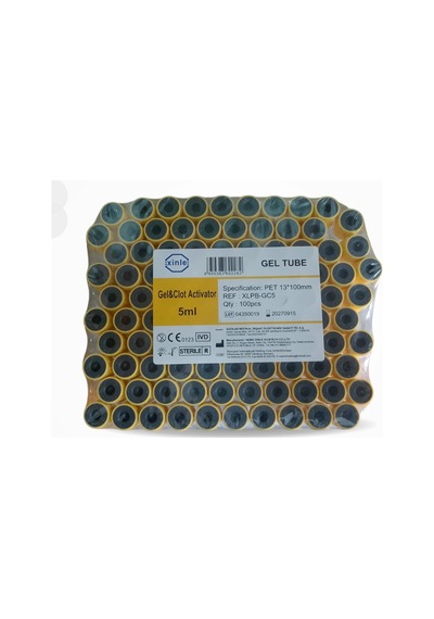 Xinle Vakumlu Jelli Boş Tüp 5 Ml Sarı Kapak 100'lü Paket
