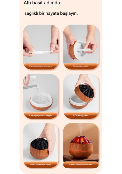 300ml Şarjlı Volkan Işıklı Ultrasonik Hava Nemlendirici Buhar Makinesi Ve Aroma Difüzörü Aromaterapi