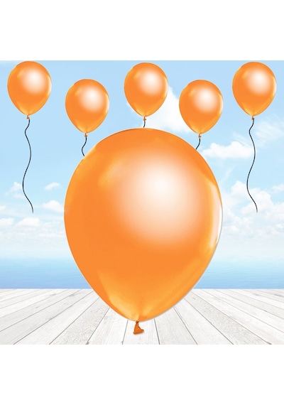 Metalik Parlak Balon. 10 Adet - Turuncu
