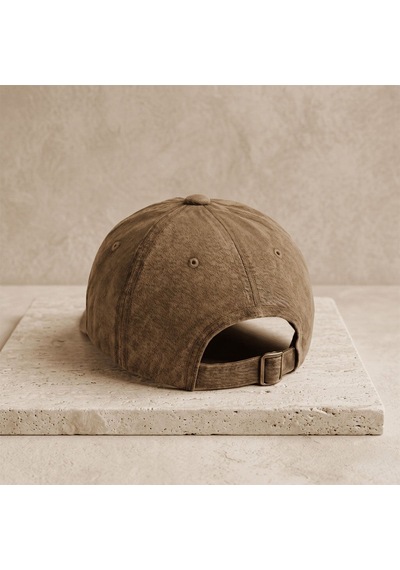 Bk Gift Kişiye Özel Harf Nakışlı Vintage Kahverengi Beyzbol Şapkası Unisex Eskitme Kumaş Metal Tokalı